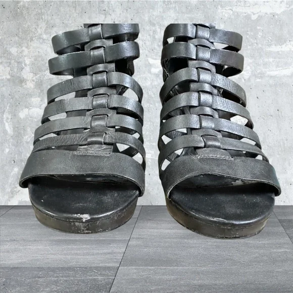 Via Spiga high heel sz 7 leather Roman strappy buckles platform dress shoes - Picture 3 of 12